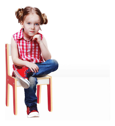 Cadeirinha Infantil De Madeira Vermelha 1