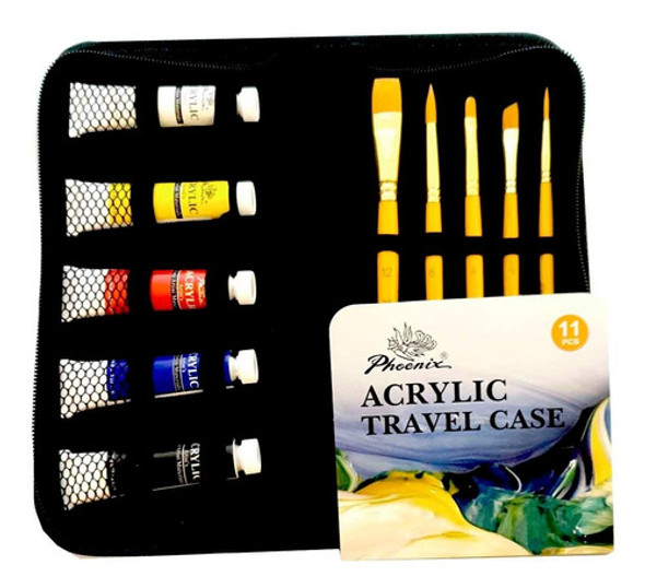 Estuche Acrilico Phoenix Con Pinceles Samergo 0