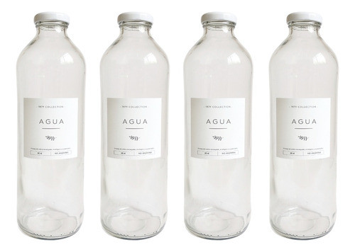 Set 4 Botellas Vidrio Hermetic Etiquetas Lavables A Eleccion 0