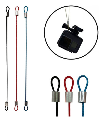 3pcs Laço Cabo Aço 30cm Segurança Anti Perda P/ Gopro Cores 0