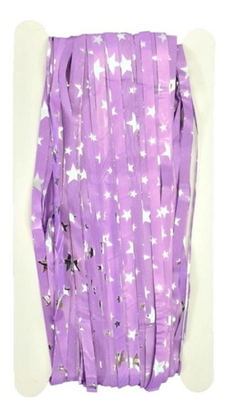 Cortina Metalizada Color Lila Con Estrellas Plateadas 0