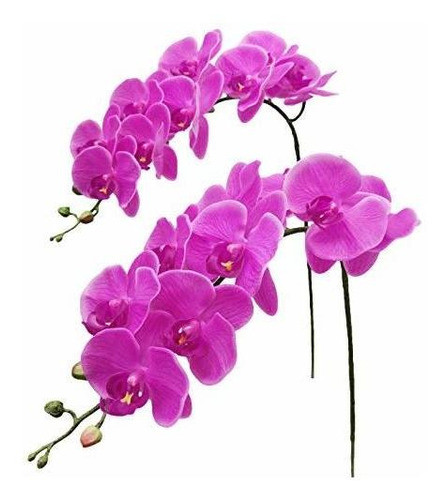 Flores Artificiales De Latex 2 Varas De Orquideas Fucsia 0