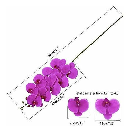 Flores Artificiales De Latex 2 Varas De Orquideas Fucsia 1