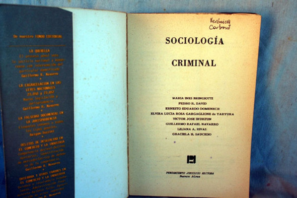 Sociologia Criminal, Pensamiento Juridico Editora 1