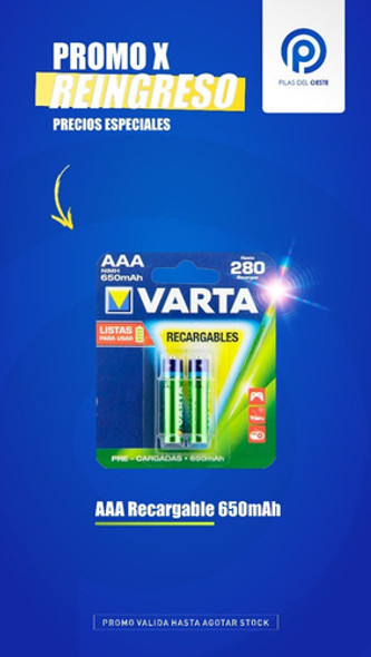 Pilas Recargables Varta Aaa 650 Mah Blister X 6 1