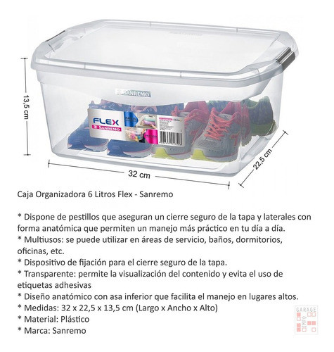 Set X2 Caja Organizadora Plástico Pequeña Baja 6 Lts Sanremo 1