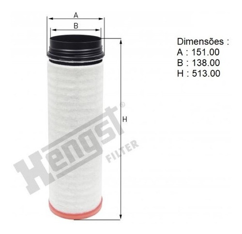 Filtro De Ar Secundario Para Mbb Volo Scania  124 P G R 1