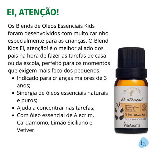 Blend De Óleos Essenciais Kids Ei, Atenção!  Sinergia 1