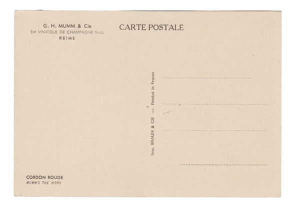 Antigua Postal Vino Champagne G H Mumm & Cie Vintage Francia 1