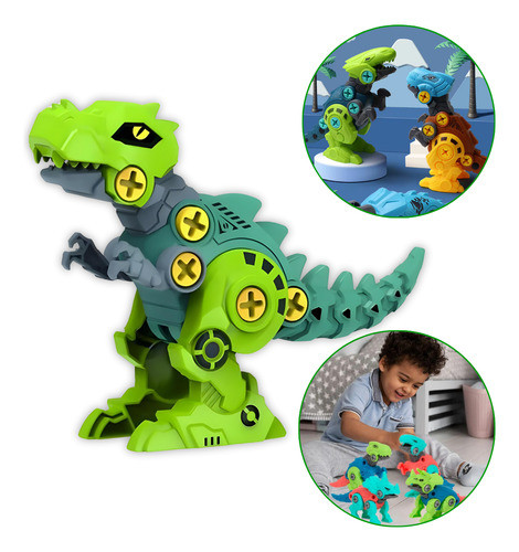 Brinquedo Infantil Dinossauro Monta E Desmonta C/ 28 Peças 0