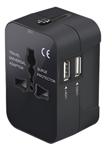 Adaptador De Viaje Universal, Ca Con 2 Puertos Usb Todo En 1 0