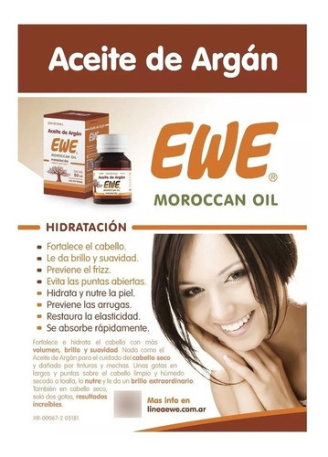 Aceite De Argán Ewe Puro Moroccan Oil 50 Ml Original 1