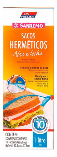 Sacos Herméticos Abre E Fecha 1 Litro Sanremo 10 Unidades 0