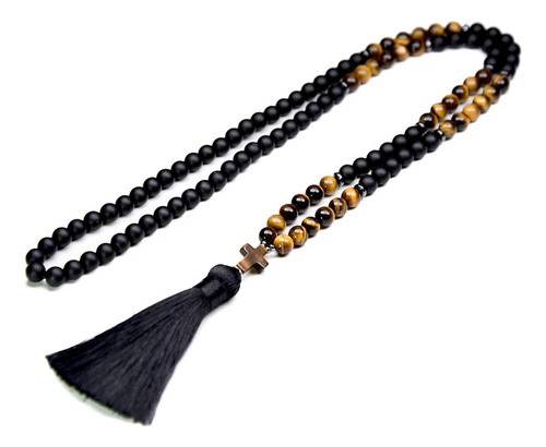 Japa Mala 108 Cuentas Ojo De Tigre Y Onix Mate Yoga Meditaci 1