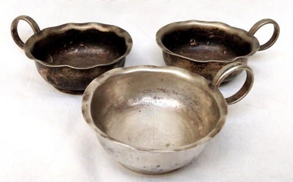 Antiguas Tazas Consome Ponche 10x4cm Plateadas Registro G S 0