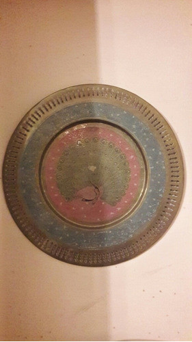 Plato Antiguo Para Colgar Decorativo De La India Pavo Real 0
