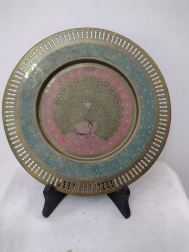 Plato Antiguo Para Colgar Decorativo De La India Pavo Real 1