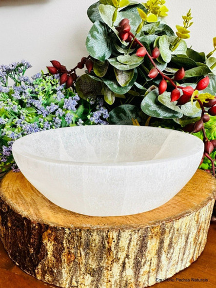Tigela Pote Pedra Cristal Selenita Natural Bowl 5x15cm 1