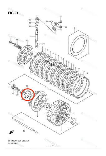 Seguro Tuerca De Embrague Suzuki Rmz450, Rmx450, Ltr450- Original 1