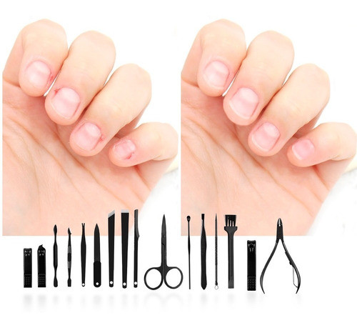Manicura 16 Piezas Corta Uñas Cuticulas Repujador Lima Pinza 0