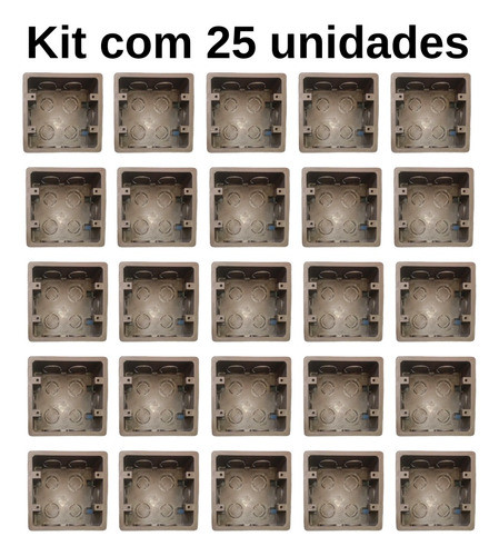 Kit 25un Caixinhas 4x4 Quadrada Reforçada Interruptor Tomada 1
