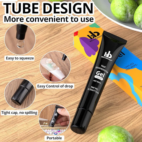 3 Pcs 15ml No Wipe Nail Rhinestone Glue Gel Super Strong Adh 1