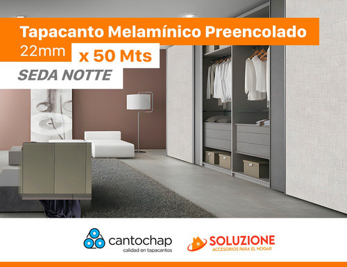 Tapacanto Melamínico Preencolado Seda Notte 22mm X 50 Mts 1