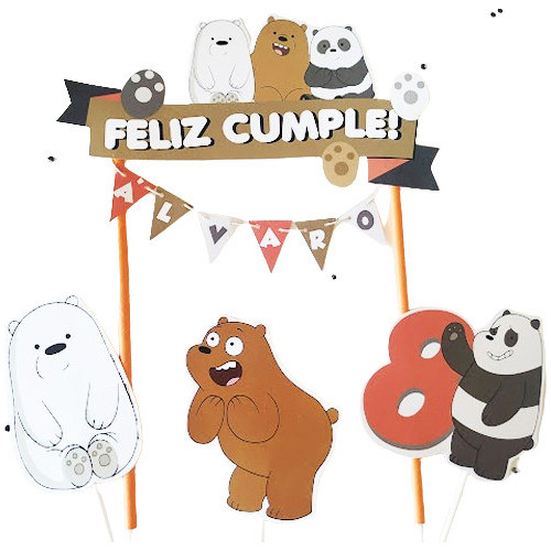Adorno De Torta Cake Topper Osos Escandalosos We Bare Bears 0