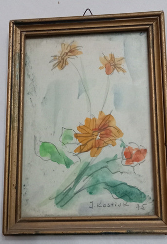 Antigua Acuarela Firmada J. Kostiuk 1975 0
