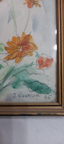Antigua Acuarela Firmada J. Kostiuk 1975 1