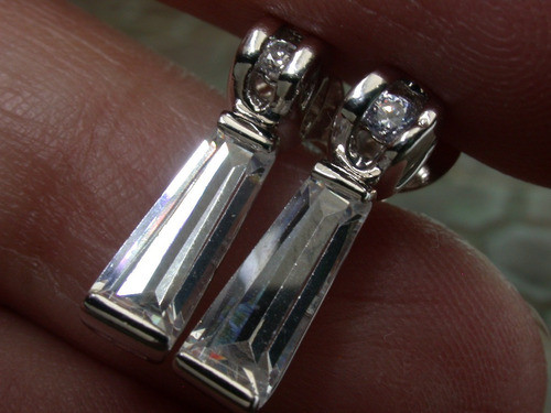 Luli Caravanas Plata Circonias Baguette Elegantes Divinas 1