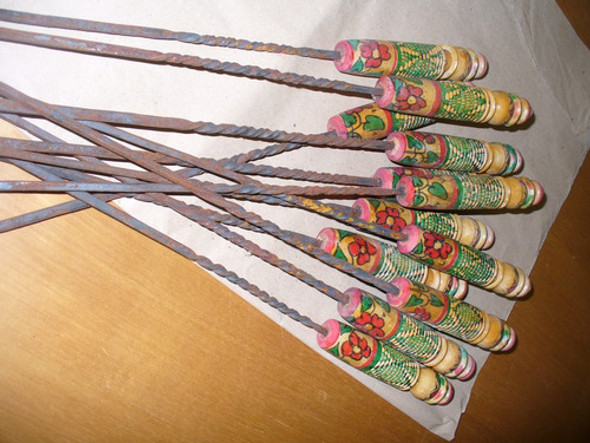 12 Pinches Para Brochette En Hierro Y Madera - Importados 1