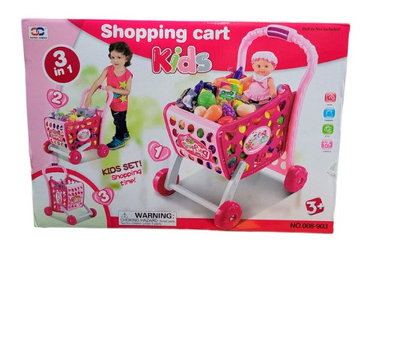 Carrito De Super 3en1 Rosado - Carro De Compras -vamosajugar 1