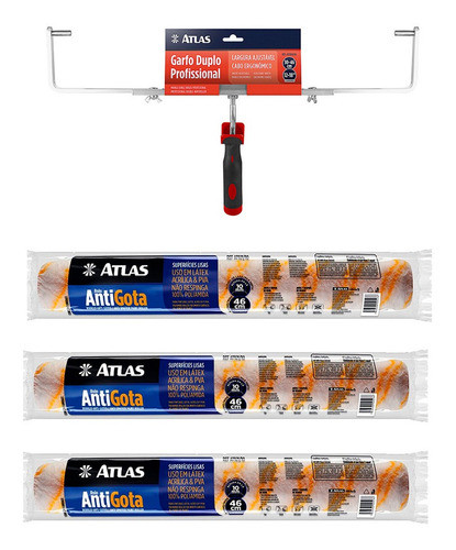 Jogo 3 Big Rolo Antigota 46cm Atlas + Garfo Duplo 0