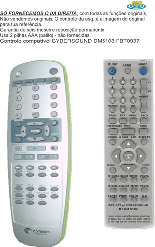 Controle Compatível Cybersound Dm5103 Fbt0937 0