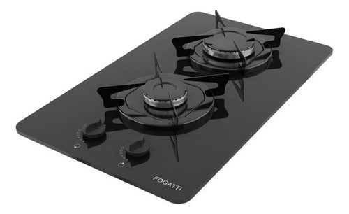 Cooktop Preto 2 Bocas Mesa Em Vidro Fogatti Esmaltado 0