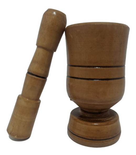 Pilão De Madeira Socador Amassador De Temperos Alhos Prático 1