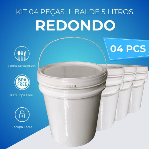 Balde Para Venda De Oleo De 5l 4 Pçs 1