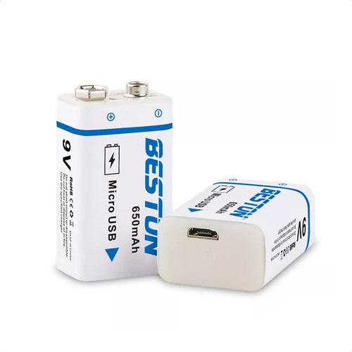 Bateria 9v Recargable 650mah Micro Usb Larga Duracion Beston 0