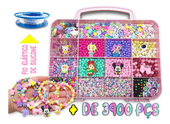 Material  Para Montar Pulseiras C/ Fio Elastico E Miçangas S 0