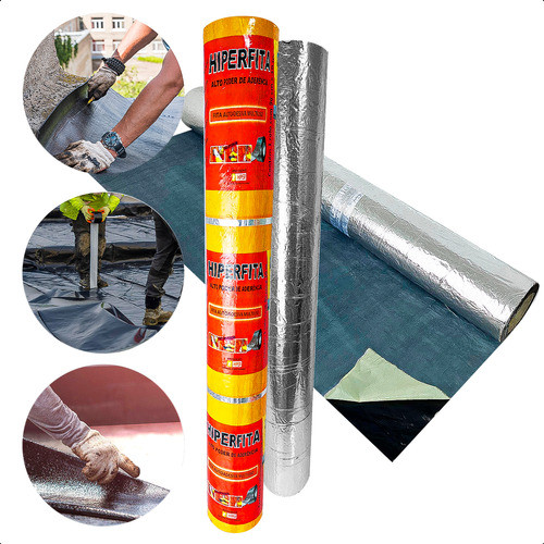 Manta Asfáltica Aluminizada Telhado Rufo Calha 90 Cm X 10m 0