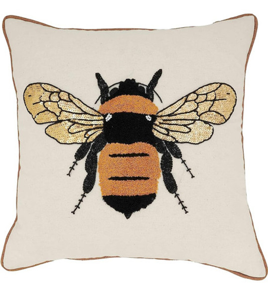 Saro Lifestyle Funda De Almohada Bordada Buzzing Bumblebee 0