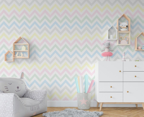 Papel De Parede Adesivo Chevron Candy Color 10m 1