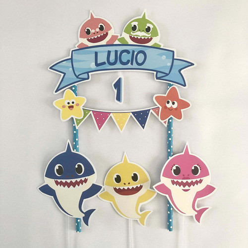 Cake Topper Personalizado Adorno Torta Baby Shark 2 0