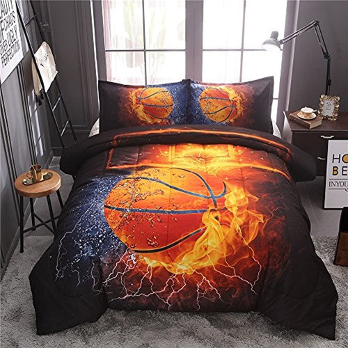Btargot Twin Basketball And Fire Quilt Set Juegos De Cama, R 0