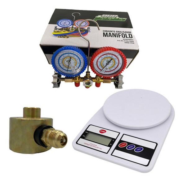Base Dosadora Lata Gás+ Manifold R22 R134 R404)+balança 10kg 0