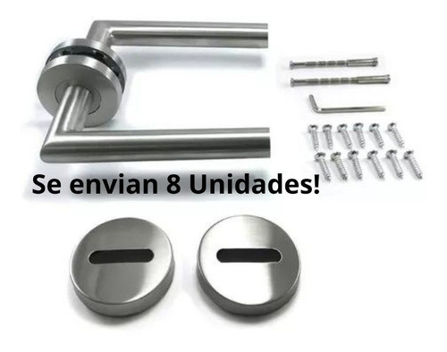 Manijas Picaportes Acero Inoxidable Puerta Placa.x8 0