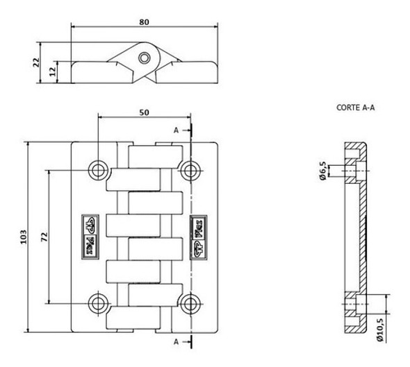 Pack 4 Un Bisagra Plástica 80mm Reforzada Puerta Industrial 1