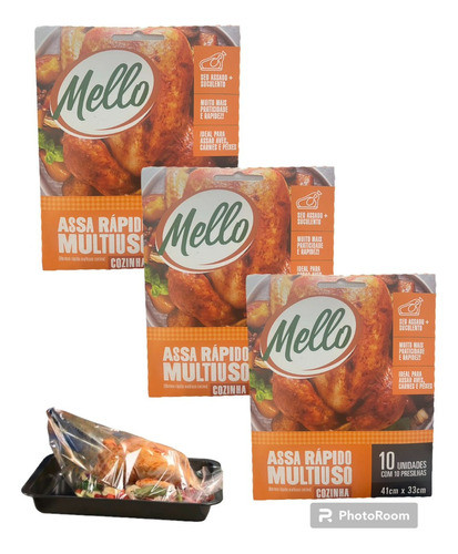 20x Sacos Assa Rápido Cozinha Mello 41x33cm Ave/carne/peixe 0