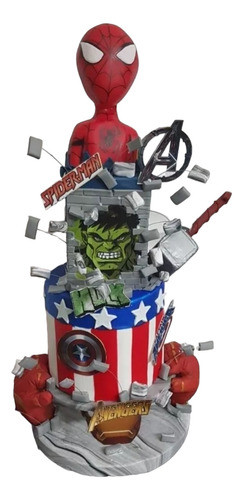 Adorno Para Torta Falsas De Avengers Spiderman 0